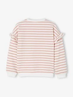 Sweat Marinière Fille Manches à Vollants Rayé Vert - Vertbaudet -Petite Modeuse sweat mariniere fille manches a vollants 2