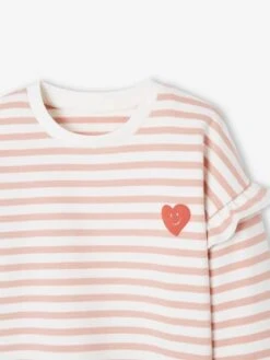 Sweat Marinière Fille Manches à Vollants Rayé Vert - Vertbaudet -Petite Modeuse sweat mariniere fille manches a vollants 3