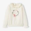 Sweat Motif Couronne De Noël Fille écru - Vertbaudet
