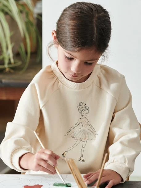 Sweat Motif égérie Détails Fantaisie Fille Beige - Vertbaudet 2 Sweat Motif égérie Détails Fantaisie Fille Beige - Vertbaudet – Image 2