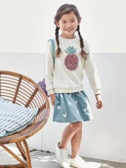 Sweat Motif Fantaisie Fille écru - Vertbaudet -Petite Modeuse sweat motif fantaisie fille 4