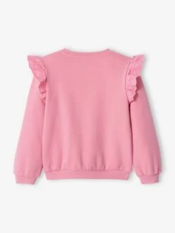 Sweat Motif Fleur Flocké Fille Volants En Broderie Anglaise Rose Bonbon - Vertbaudet -Petite Modeuse sweat motif fleur flocke fille volants en broderie anglaise 4