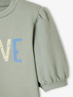 Sweat Motif "love" Fille Manches Boules Courtes Vert D'eau - Vertbaudet 7 Sweat Motif "love" Fille Manches Boules Courtes Vert D'eau - Vertbaudet -Petite Modeuse sweat motif love fille manches boules courtes 3