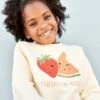 Sweat Motifs Fruits Fille Rose Pâle - Vertbaudet