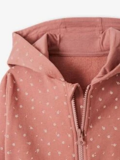 Sweat Zippé à Capuche Motifs Fleurs Fille Rose Imprimé - Vertbaudet -Petite Modeuse sweat zippe a capuche motifs fleurs fille 2