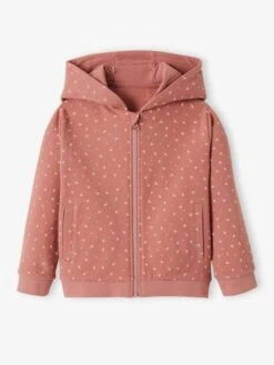 Sweat Zippé à Capuche Motifs Fleurs Fille Rose Imprimé - Vertbaudet