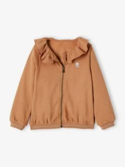 Sweat Zippé Avec Collerette Fille Caramel - Vertbaudet -Petite Modeuse sweat zippe avec collerette fille 2