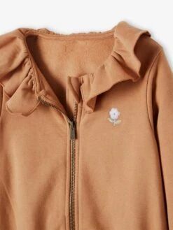 Sweat Zippé Avec Collerette Fille Caramel - Vertbaudet -Petite Modeuse sweat zippe avec collerette fille 4