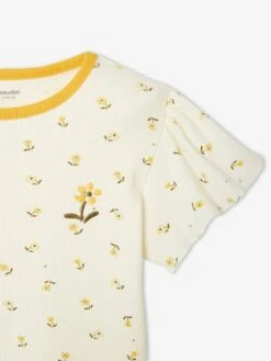 T-shirt à Côtes Imprimé Fille Jaune Imprimé - Vertbaudet 5 T-shirt à Côtes Imprimé Fille Jaune Imprimé - Vertbaudet -Petite Modeuse t shirt a cotes imprime fille 2
