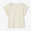 T-shirt à Côtes Imprimé Fleurs Fille Encre - Vertbaudet