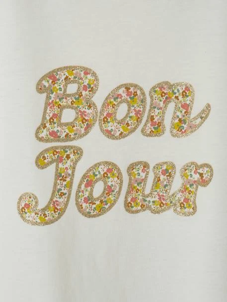T-shirt à Message Motifs Fleurs Fille écru - Vertbaudet 4 T-shirt à Message Motifs Fleurs Fille écru - Vertbaudet – Image 4
