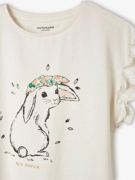 T-shirt à Motif Irisé Fille Manches Courtes Volantées Jaune Pâle - Vertbaudet 3 T-shirt à Motif Irisé Fille Manches Courtes Volantées Jaune Pâle - Vertbaudet – Image 3