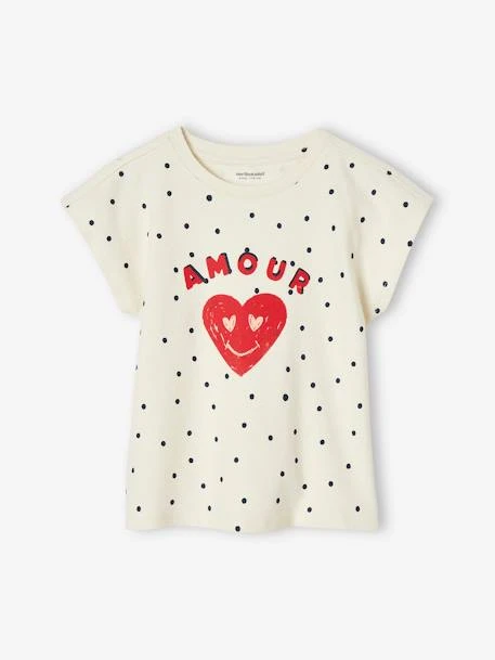 T-shirt "amour" à Pois Fille écru - Vertbaudet 2 T-shirt "amour" à Pois Fille écru - Vertbaudet – Image 2