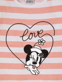 T-shirt Avec épaulettes Disney Minnie® Fille Rose Poudré Rayé - Minnie -Petite Modeuse t shirt avec epaulettes disney minnie fille 2