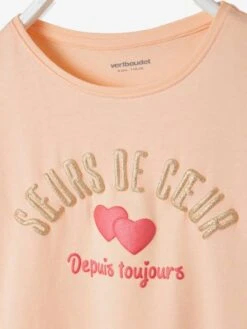 T-shirt Basics à Message Détails Irisés Fille Rose Poudré - Vertbaudet -Petite Modeuse t shirt basics a message details irises fille 2