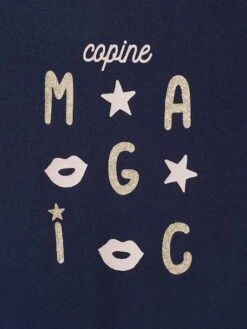 T-shirt Basics Message Irisé Fille Manches Longues Rose Poudré - Vertbaudet -Petite Modeuse t shirt basics message irise fille manches longues 5