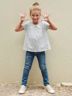 T-shirt Blouse à Fleurs Fille écru - Vertbaudet -Petite Modeuse t shirt blouse a fleurs fille 4