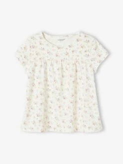T-shirt Blouse à Fleurs Fille écru - Vertbaudet -Petite Modeuse t shirt blouse a fleurs fille 5