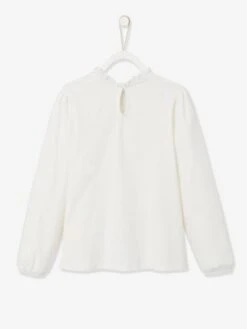 T-shirt Blouse Basics Fille Détails En Macramé Vert Clair Uni - Vertbaudet -Petite Modeuse t shirt blouse basics fille details en macrame 2