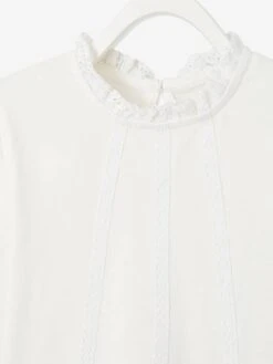 T-shirt Blouse Basics Fille Détails En Macramé Vert Clair Uni - Vertbaudet -Petite Modeuse t shirt blouse basics fille details en macrame 3