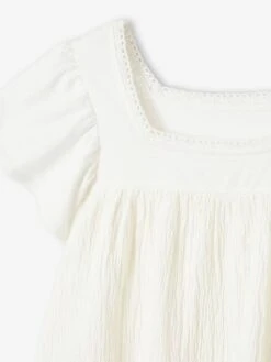 T-shirt Blouse Bi-matière Fille écru - Vertbaudet -Petite Modeuse t shirt blouse bi matiere fille 2