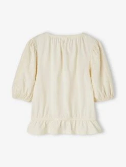 T-shirt Blouse Brodé Fleurs Fille écru - Vertbaudet -Petite Modeuse t shirt blouse brode fleurs fille 4