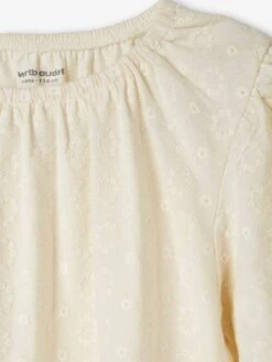 T-shirt Blouse Brodé Fleurs Fille écru - Vertbaudet -Petite Modeuse t shirt blouse brode fleurs fille 5