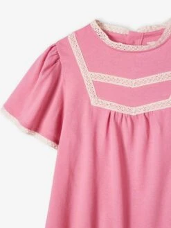 T-shirt Blouse Fille Détails Jour échelle Rose Bonbon - Vertbaudet -Petite Modeuse t shirt blouse fille details jour echelle 2