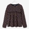 T-shirt Blouse Fille Imprimé Fleurs Encre Imprimé - Vertbaudet
