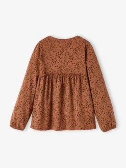 T-shirt Blouse Imprimé Fille Marron Foncé - Vertbaudet 11 T-shirt Blouse Imprimé Fille Marron Foncé - Vertbaudet -Petite Modeuse t shirt blouse imprime fille 5