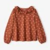 T-shirt Blouse Motifs Irisés Fleurs Fille Marron Imprimé - Vertbaudet