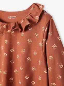 T-shirt Blouse Motifs Irisés Fleurs Fille Marron Imprimé - Vertbaudet -Petite Modeuse t shirt blouse motifs irises fleurs fille 2