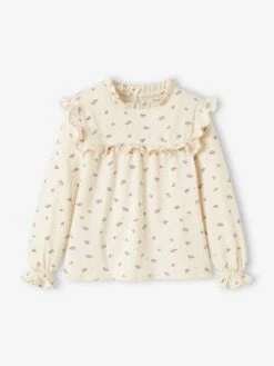 T-shirt Blouse Volanté Imprimé Fleurs Fille Rose Aop - 11-0603 Tcx - Vertbaudet -Petite Modeuse t shirt blouse volante imprime fleurs fille 2