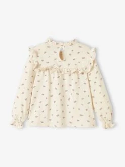 T-shirt Blouse Volanté Imprimé Fleurs Fille Rose Aop - 11-0603 Tcx - Vertbaudet -Petite Modeuse t shirt blouse volante imprime fleurs fille 3