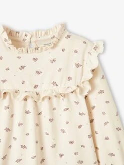 T-shirt Blouse Volanté Imprimé Fleurs Fille Rose Aop - 11-0603 Tcx - Vertbaudet -Petite Modeuse t shirt blouse volante imprime fleurs fille 4