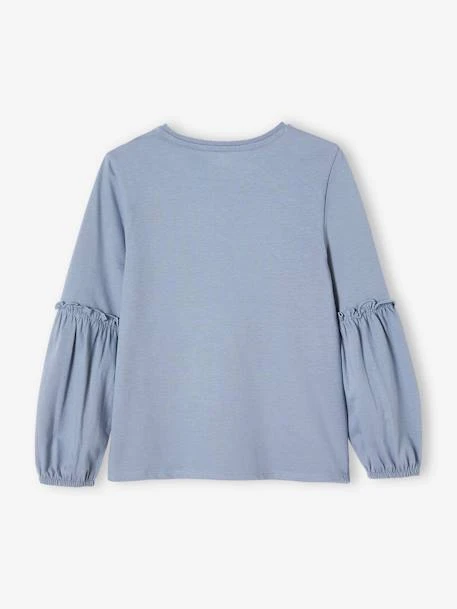 T-shirt Brodé Fleurs Fille Bleu Moyen - 18-3916 Tcx - Vertbaudet 2 T-shirt Brodé Fleurs Fille Bleu Moyen - 18-3916 Tcx - Vertbaudet – Image 2