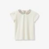 T-shirt Col Claudine Fille CYRILLUS Ecru/col Tissu Liberty Joanna - Cyrillus