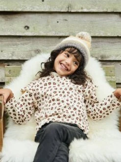 T-shirt Col Montant En Maille Côtelée Fille Manches Volantées Ocre - Vertbaudet