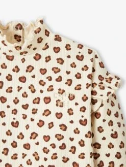 T-shirt Col Montant En Maille Côtelée Fille Manches Volantées Ocre - Vertbaudet -Petite Modeuse t shirt col montant en maille cotelee fille manches volantees 3