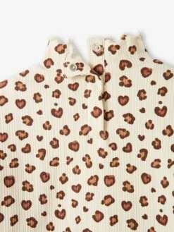 T-shirt Col Montant En Maille Côtelée Fille Manches Volantées Ocre - Vertbaudet -Petite Modeuse t shirt col montant en maille cotelee fille manches volantees 5