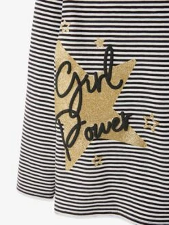 T-shirt Col Roulé Rayé Fille Motifs à Paillettes Noir Rayé - Vertbaudet -Petite Modeuse t shirt col roule raye fille motifs a paillettes 2