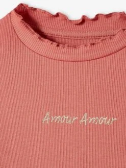T-shirt Côtelé Fille Finitions Fantaisie Encre - Vertbaudet -Petite Modeuse t shirt cotele fille finitions fantaisie 5