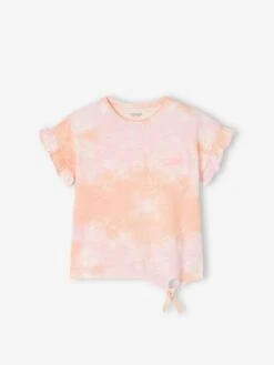 T-shirt Effet "dip Dye" Manches Courtes Volantées Fille Rose - Vertbaudet -Petite Modeuse t shirt effet dip dye manches courtes volantees fille 2