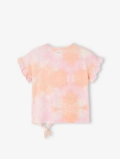 T-shirt Effet "dip Dye" Manches Courtes Volantées Fille Rose - Vertbaudet -Petite Modeuse t shirt effet dip dye manches courtes volantees fille 3