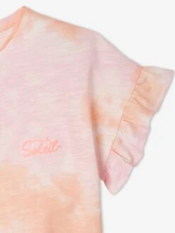 T-shirt Effet "dip Dye" Manches Courtes Volantées Fille Rose - Vertbaudet -Petite Modeuse t shirt effet dip dye manches courtes volantees fille 4