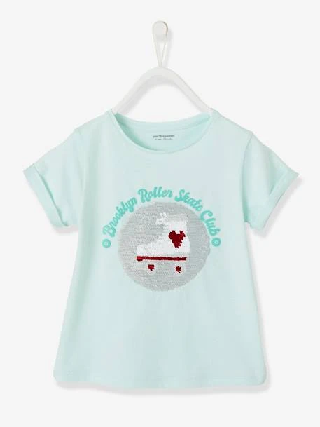 T-shirt Fille à Sequins Réversibles Bleu Ciel - Vertbaudet 2 T-shirt Fille à Sequins Réversibles Bleu Ciel - Vertbaudet – Image 2