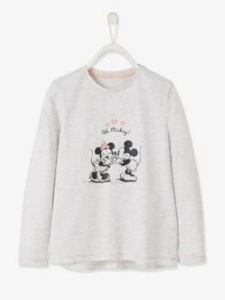 T-shirt Fille Disney Minnie Et Mickey® Avec Paillettes Gris Clair Chiné - Minnie
