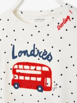 T-shirt Fille Motif City Détails Fantaisie Ivoire Imprimé - Vertbaudet -Petite Modeuse t shirt fille motif city details fantaisie 2