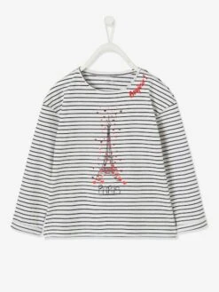 T-shirt Fille Motif City Détails Fantaisie Ivoire Imprimé - Vertbaudet -Petite Modeuse t shirt fille motif city details fantaisie 3