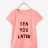 T-shirt Fille Motif En Tulle Rose Fluo - Vertbaudet